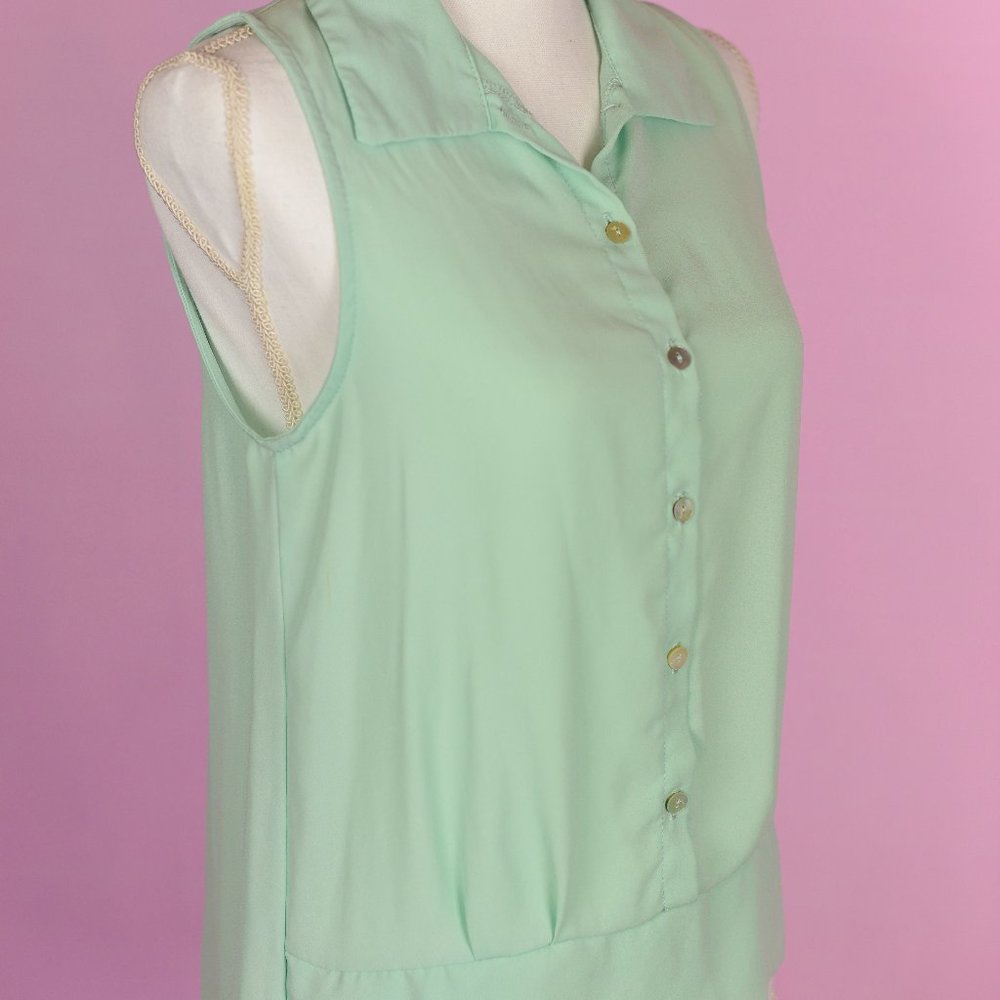 Mauve Sleeveless High Low Mint Blouse - Picture 4 of 7